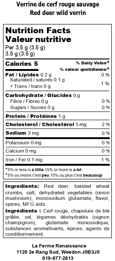 Pâté de cerf rouge sauvage en pot 70g La Ferme Renaissance